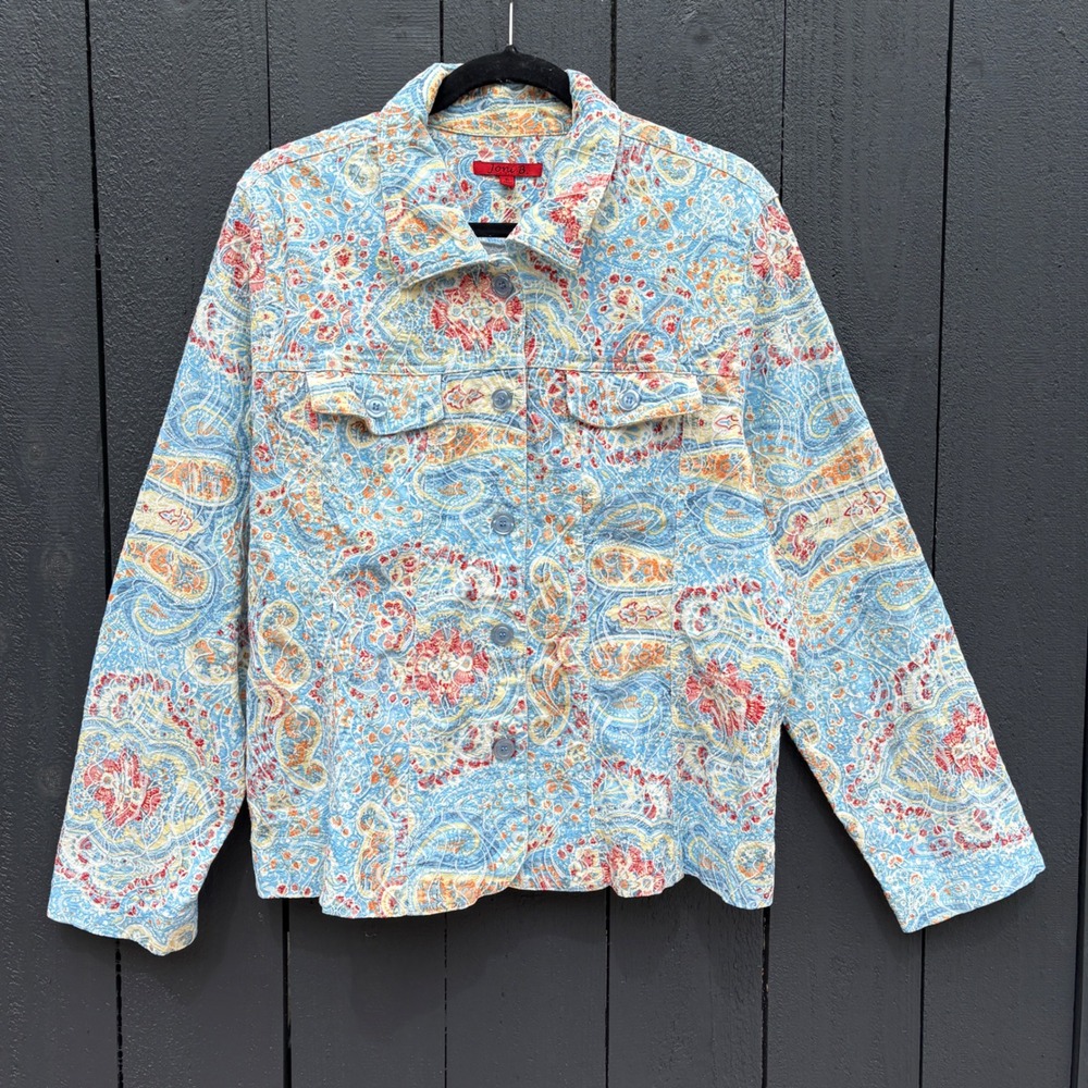 Joni B. Boho Floral Paisley Embroidered Jacket XL Art To Wear Western Textured